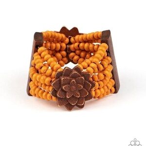 PAPARAZZI Tropical Sanctuary Orange Wooden Bracelet